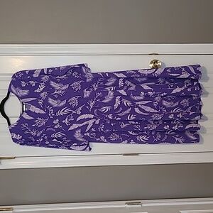 Southern Lady  Purple Leaf Print Maxy Dress